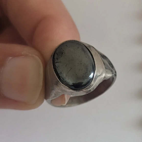 2pc Black Beaded  Rosary Necklace & Black Onyx Style Gemstone Ring - Picture 4 of 7